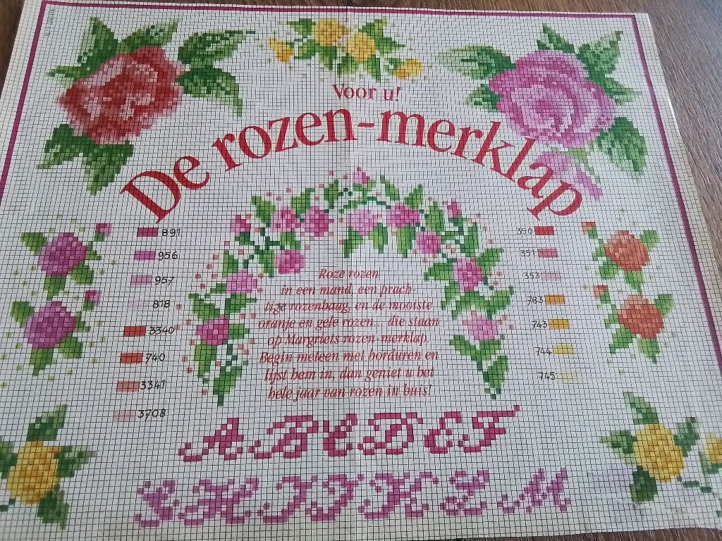 Borduurpatroon de rozen merklap, Ophalen of Verzenden, Zo goed als nieuw, Handborduren, Patroon