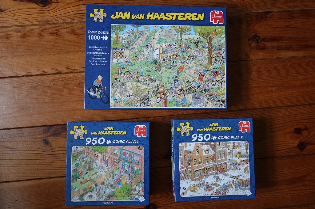 3 Jan van Haasteren puzzels, Ophalen of Verzenden, 500 t/m 1500 stukjes, Zo goed als nieuw, Legpuzzel