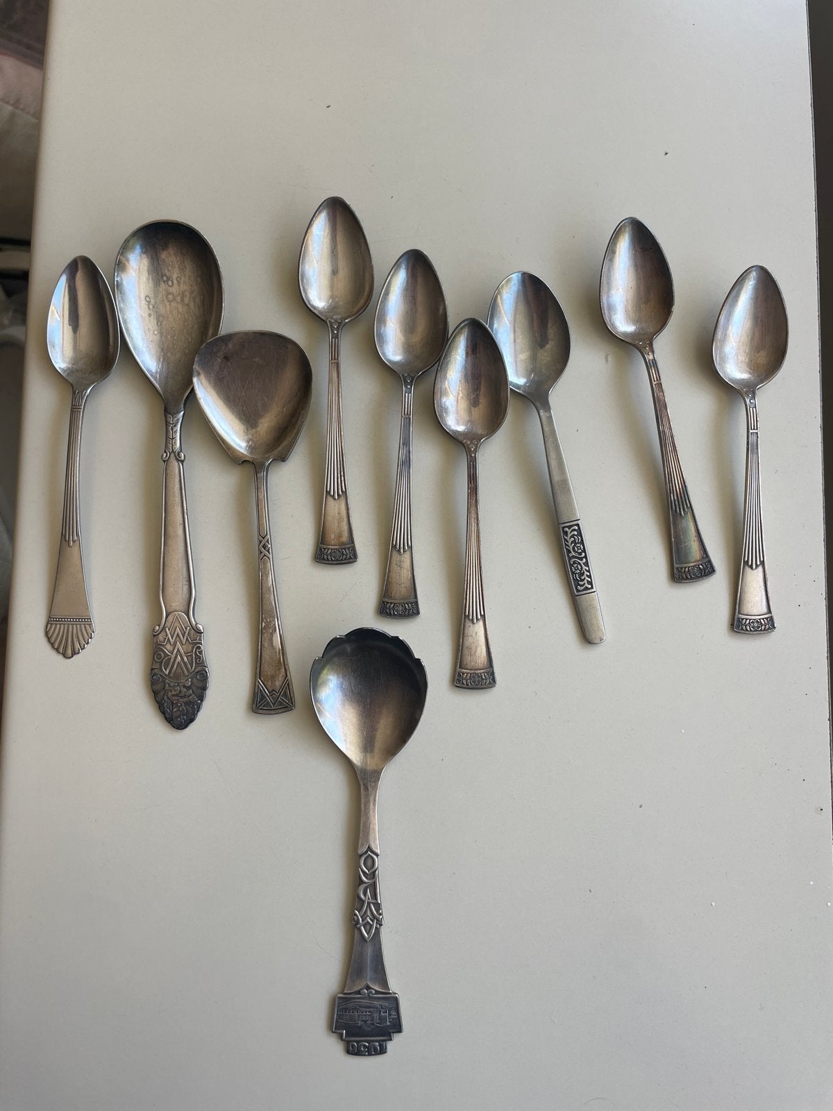 Set van 10 vintage zilverkleurige lepels, Ophalen