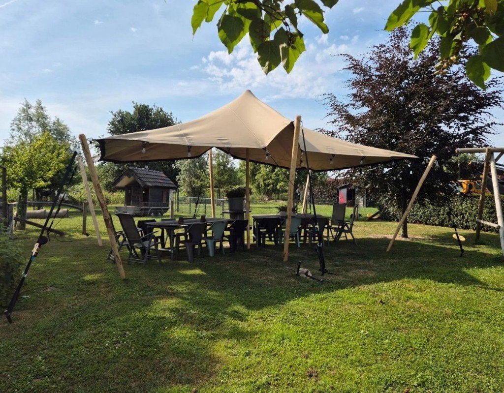 Stretchtent 7,5 x 5 meter, nieuw, 800 gram/m2, complete set, Ophalen, Opvouwbaar, Overige typen, Nieuw