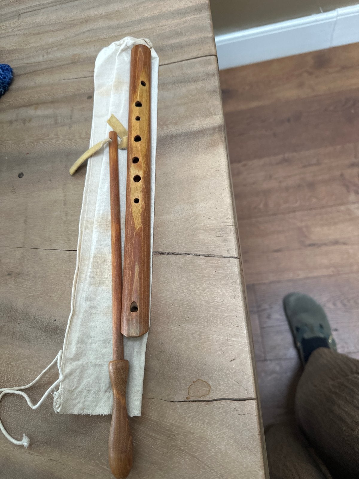 Houten fluit Choroi met hoes - Handgemaakt, uniek geluid, Ophalen of Verzenden, Zo goed als nieuw, Overige typen, Met koffer, hoes of etui