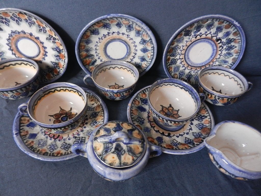 Gekleurd 13-delig servies ca1955/60 D.0.K. DOK De oude Kruik, Ophalen of Verzenden