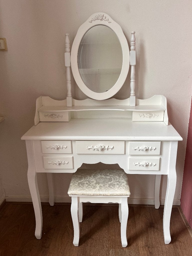 Make-up kaptafel set met kruk, Ophalen, 100 tot 150 cm, 100 tot 150 cm, Zo goed als nieuw