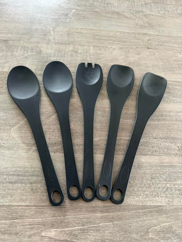 Keukengerei set van 5 spatels merk boretti in nette staat, Ophalen of Verzenden, Zo goed als nieuw, Rvs of Chroom