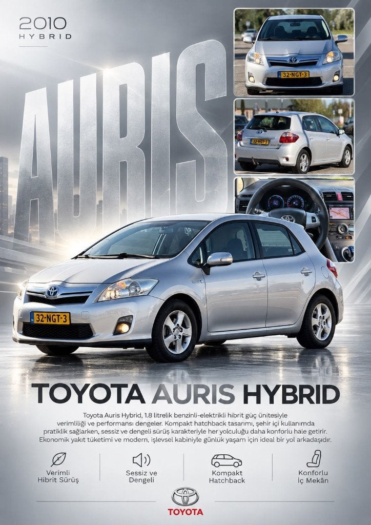 Toyota Auris 1.8 Full Hybrid 5DR CVT 2010 Grijs, Auto's, 4 cilinders, Origineel Nederlands, 75 €/maand, 26 km/l