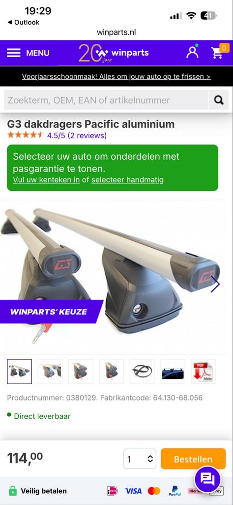 Dakdragers auto voor Hyundai, Kia en Mazda - G3 Pacific, Auto diversen, Dakdragers, Ophalen, Gebruikt