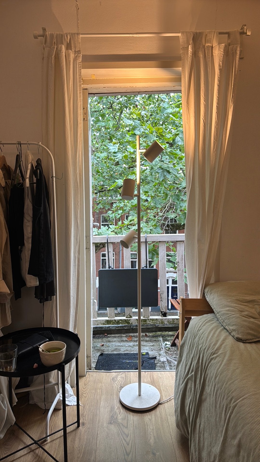 IKEA NYMANE Vloerlamp met 3 spots, wit, Ophalen, GU10, Zo goed als nieuw, Metaal