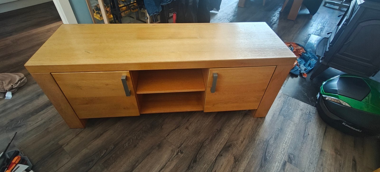 Houten TV-meubel met opbergruimte, Ophalen, Gebruikt, 100 tot 150 cm, Minder dan 100 cm