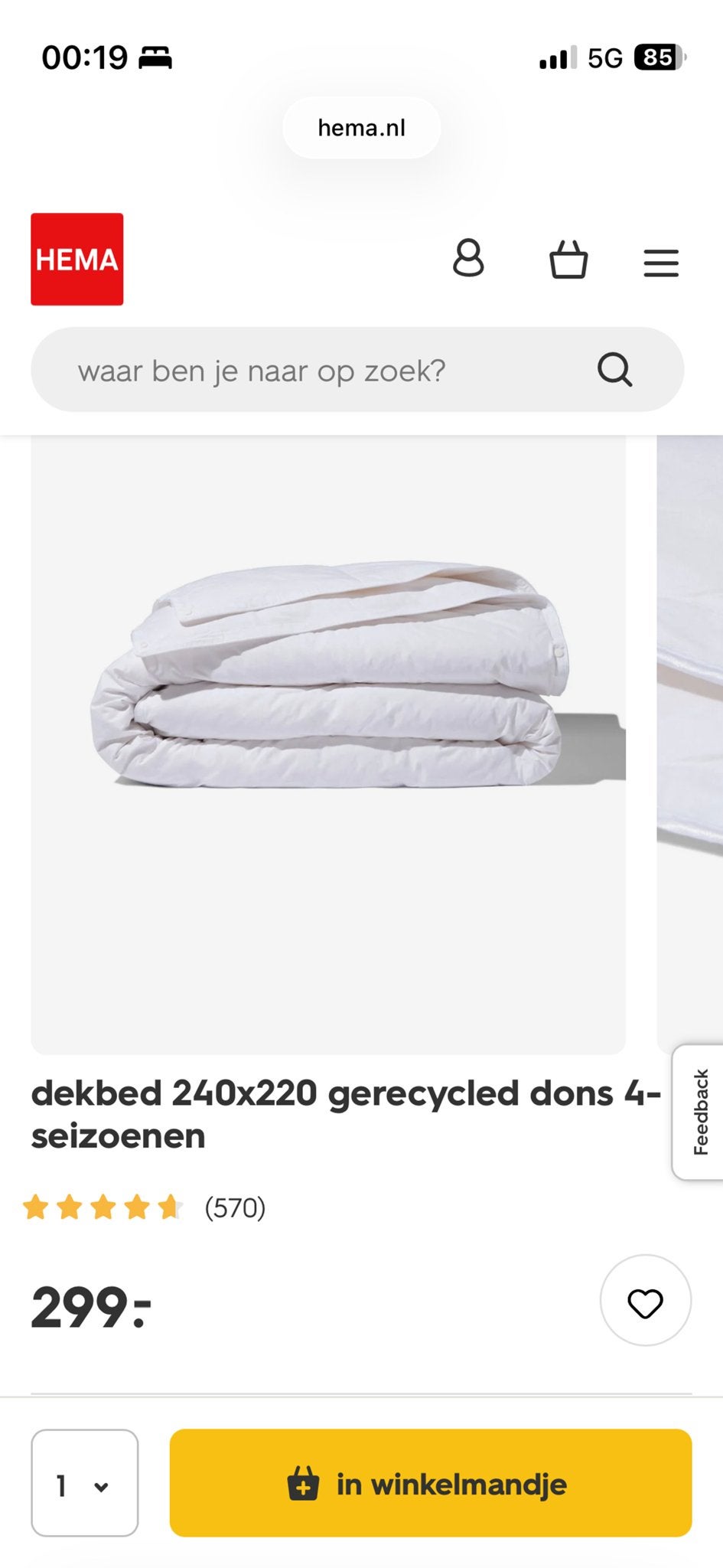 Hema Donzen 4-seizoenen dekbed - Zo goed als nieuw, Dons en Veren, Ophalen of Verzenden, HEMA, Koppelbaar