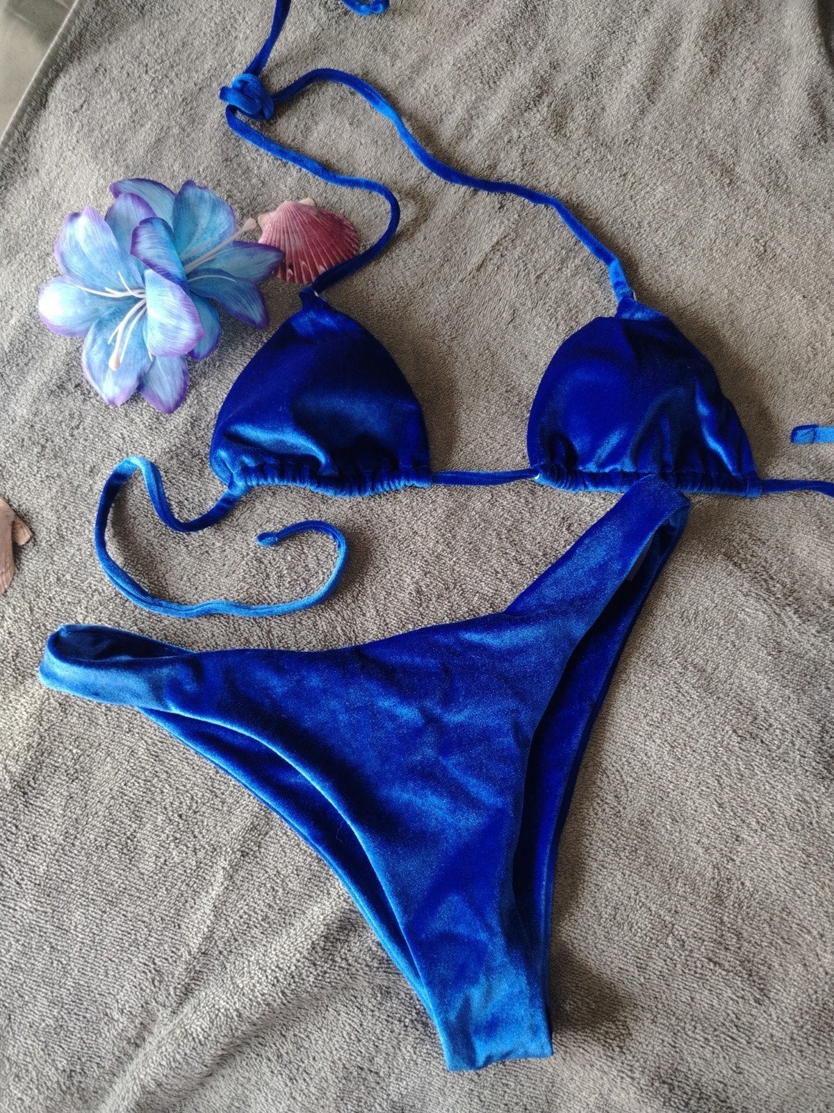 Fluwelen Bikini Set - Kobaltblauw Maat M, Blauw, Nieuw, Ophalen of Verzenden, Onbekend