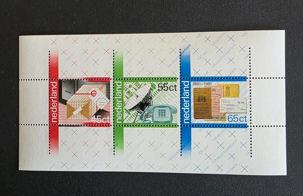 Nederland Postzegelvel 100 Jaar PTT Diensten 1981, Ophalen of Verzenden, Na 1940, Postfris