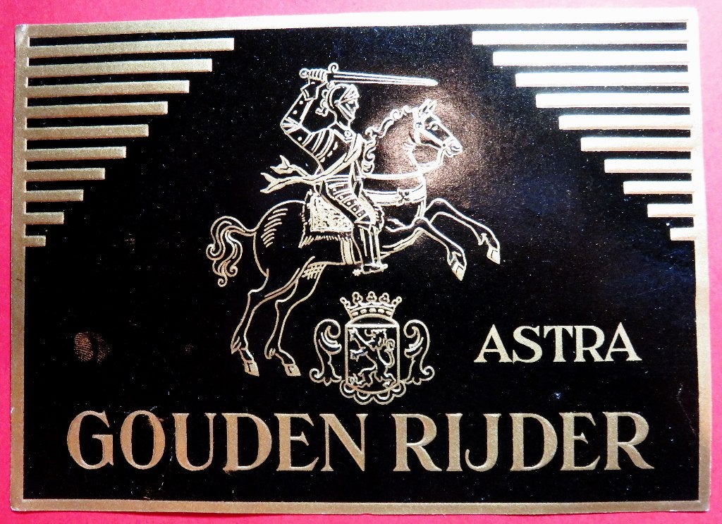 Gouden Rijder Astra Kistetiket Ca. 14x10cm., Verzenden, Gebruikt, Sigarenbandjes