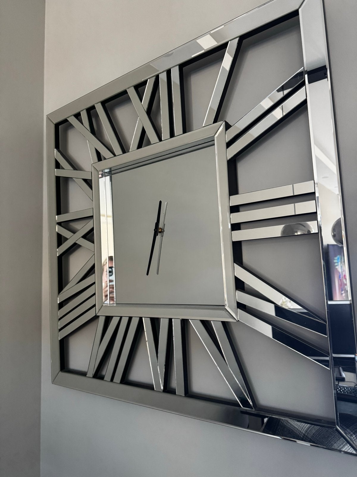 Moderne spiegel wandklok 80x80cm, Ophalen, Wandklok, Stil uurwerk, Analoog