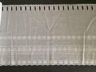 valletje gordijn curtain met borduursel 200 x 34 cm katoen, Ophalen, 200 cm, 34 cm, Wit