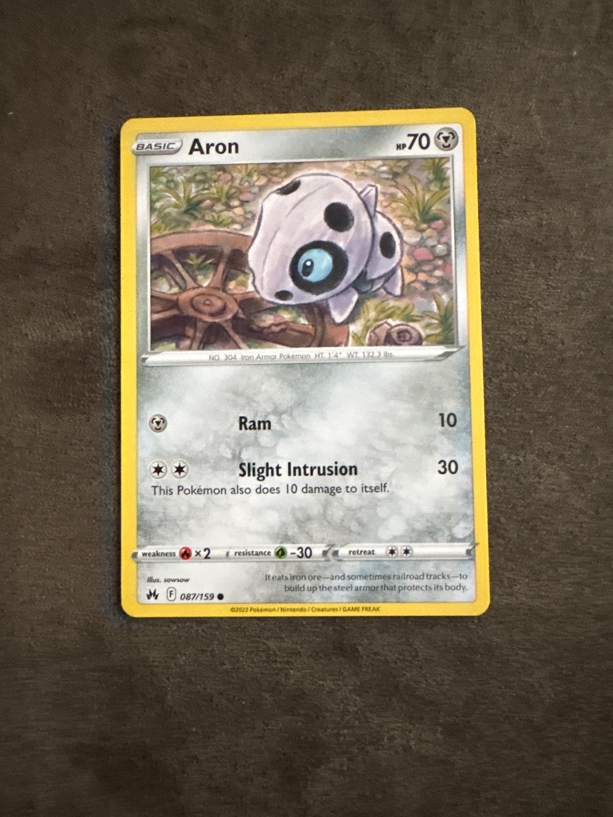 Pokémon Kaart: Aron (087/159) - Basic, HP 70, Ophalen of Verzenden, Zo goed als nieuw, Losse kaart