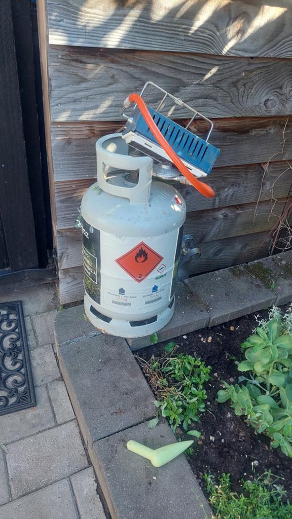 Gasfles met verwarming, halfvol, keuring 2027, Ophalen, Gebruikt, Gas