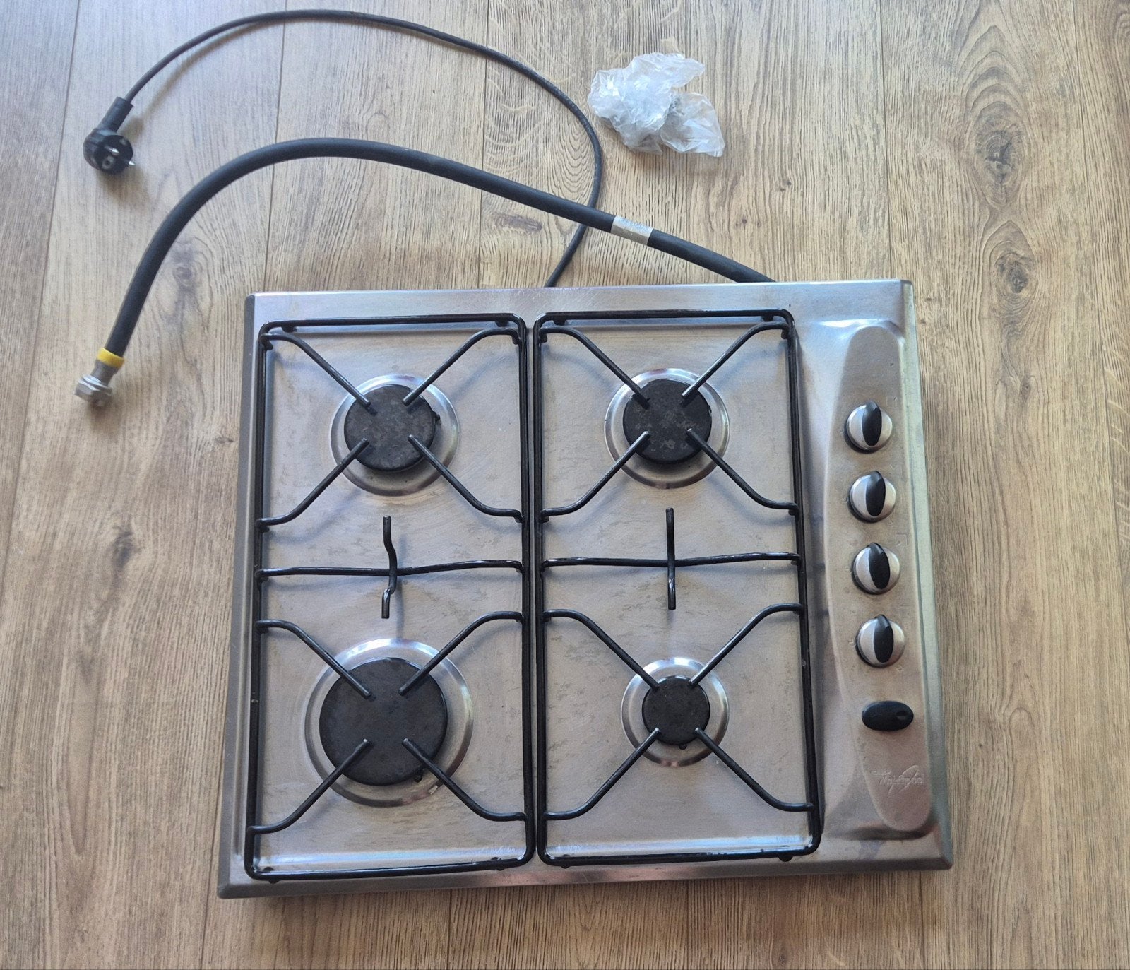 Whirlpool 4-pits gasfornuis, RVS, inbouw, Ophalen of Verzenden