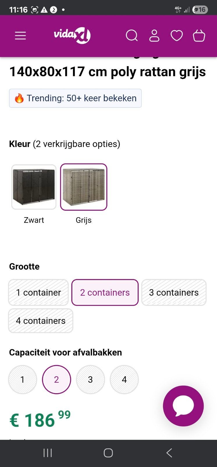 Nieuwe Containerberging voor 2 kliko's - Ongebruikt!, Ophalen of Verzenden, Nieuw, Kunststof, Containerberging