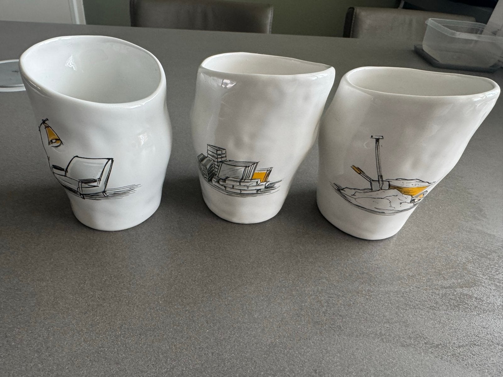 Artihove Art Design bekers – Set van 3 – Sander Grimmelius, Ophalen of Verzenden, Zo goed als nieuw, Porselein, Kop en/of schotel