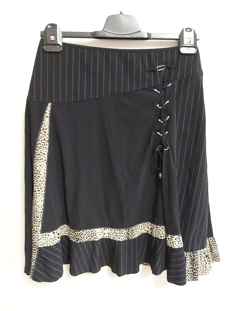 R39 - Zwarte Indies polyamide rok maat 1 = S (1), Ophalen of Verzenden, Zo goed als nieuw, Zwart, Boven de knie