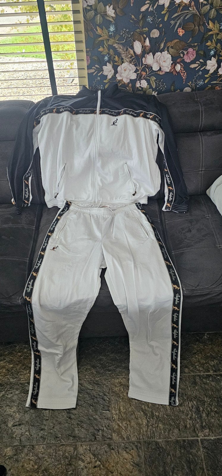 Australian trainingspak wit/zwart - Maat 54/56, Kleding | Heren, Wit, Maat 56/58 (XL), Ophalen of Verzenden, Zo goed als nieuw