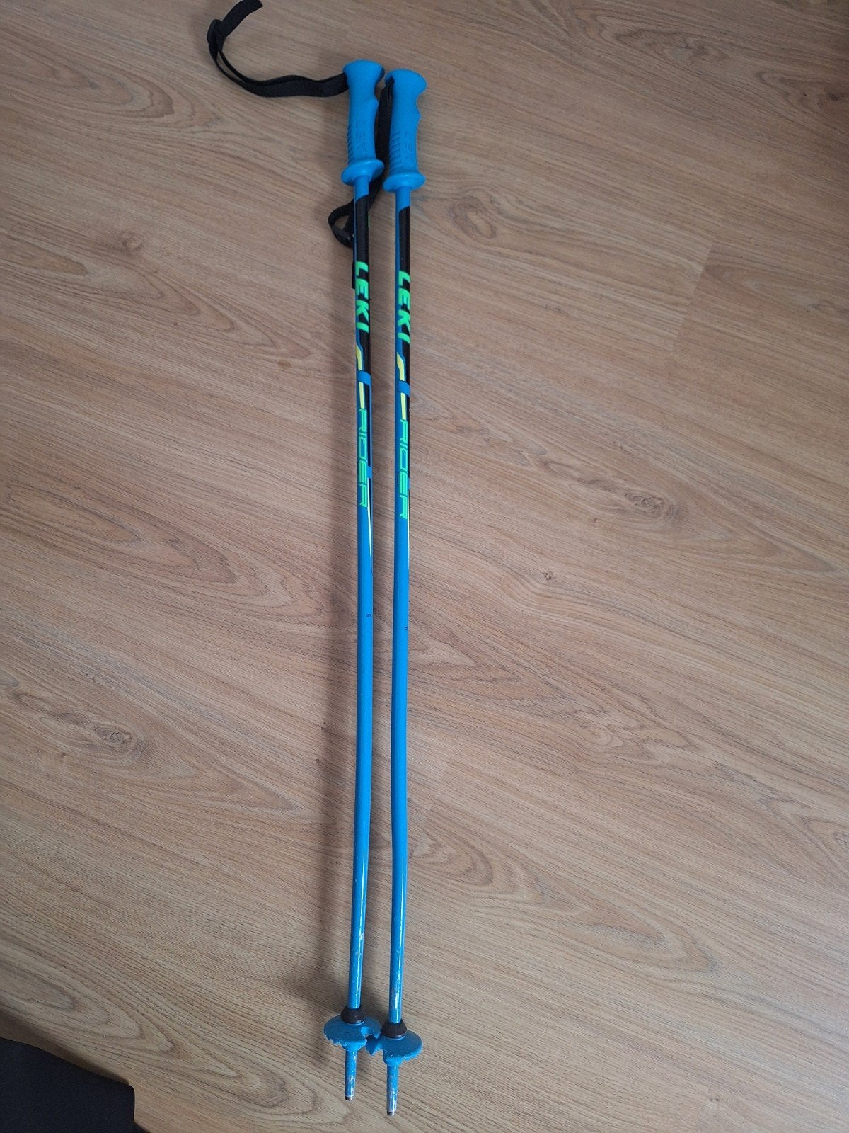Leki Rider Skistokken 95 cm - Blauw/Groen, Overige merken, Stokken, 100 tot 140 cm, Ophalen of Verzenden