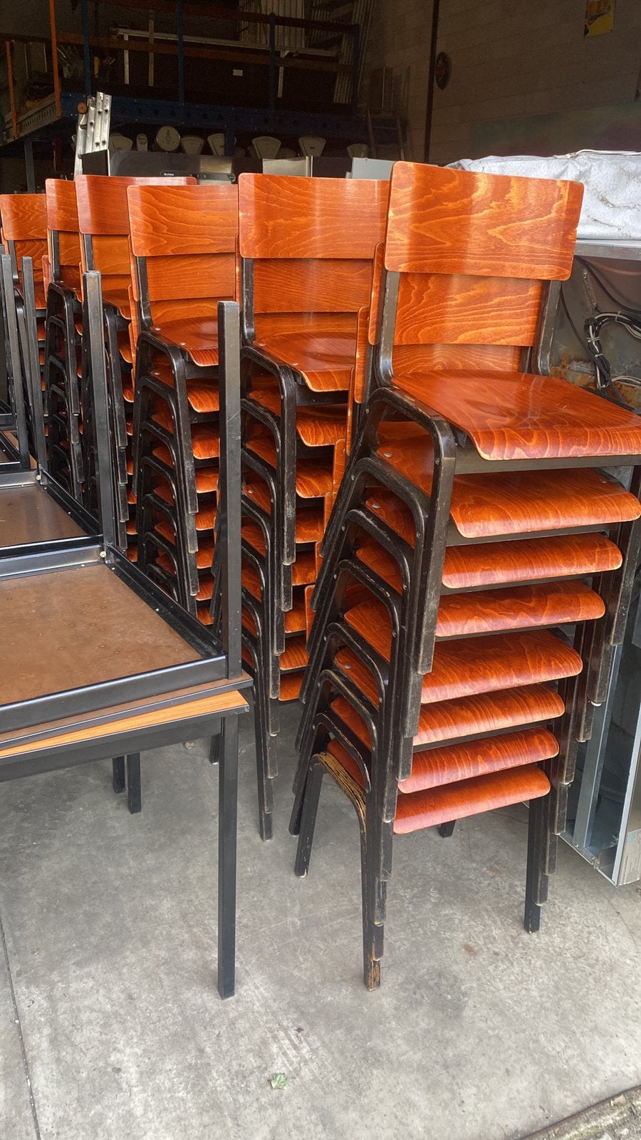 Partij horeca Stapelstoelen stoelen hout vintage bruin ., Ophalen, Gebruikt, Bruin, Jaren 80