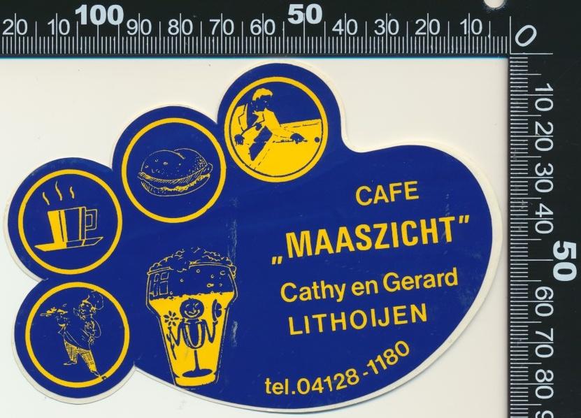Sticker: Cafe Maaszicht - Lithoijen (1), Ophalen of Verzenden, Zo goed als nieuw, Bedrijf of Vereniging