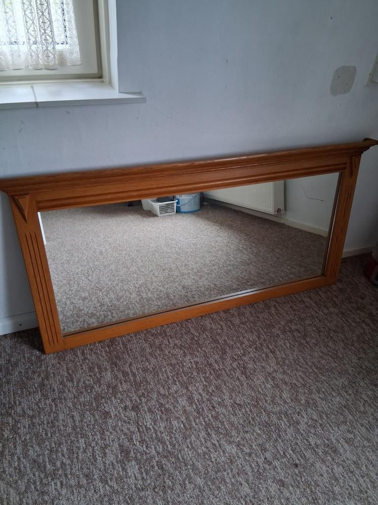 Spiegel met eikenhouten rand 145x69 cm, Huis en Inrichting, Woonaccessoires | Spiegels, Ophalen