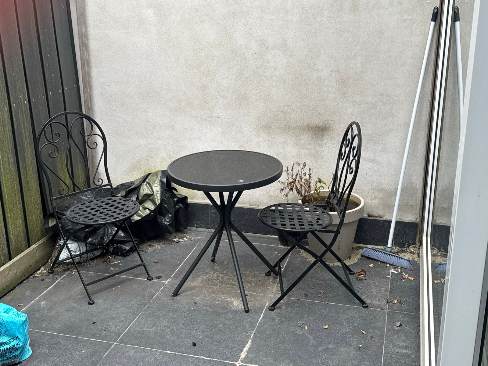 Bistro tuinset - 2 stoelen en tafel, Overige materialen, Gebruikt, Eettafel, Tuinset