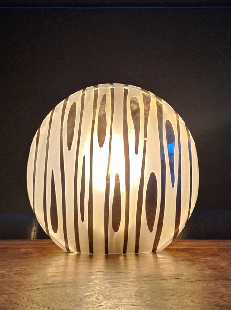 vintage discus design tafellamp sfeer-lamp verlichting, Ophalen of Verzenden, Gebruikt, Glas, Design