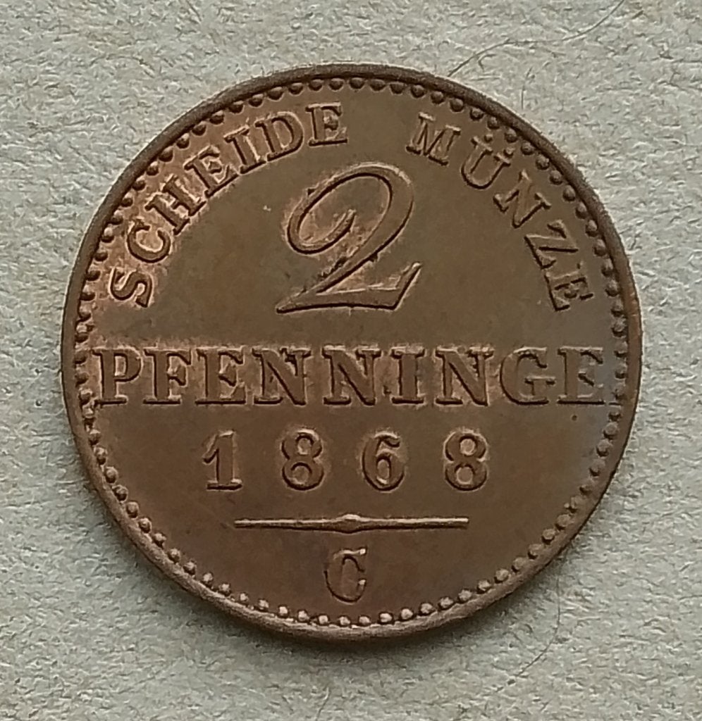Duitsland, Pruissen 2 pfenninge 1868 C, Ophalen of Verzenden, Duitsland, Losse munt