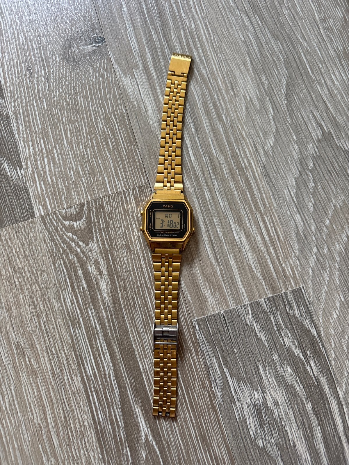 Gouden Casio horloge unisex vintage, Overige merken, Staal, Gebruikt, Polshorloge