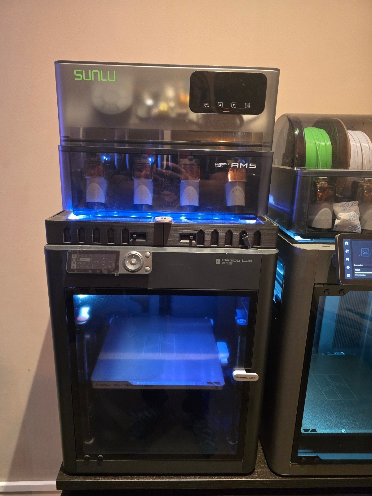 Bambu Lab P1S 3D-printer met AMS en Sunlu filamentdroger, Computers en Software, Ophalen of Verzenden, Zo goed als nieuw, Filament