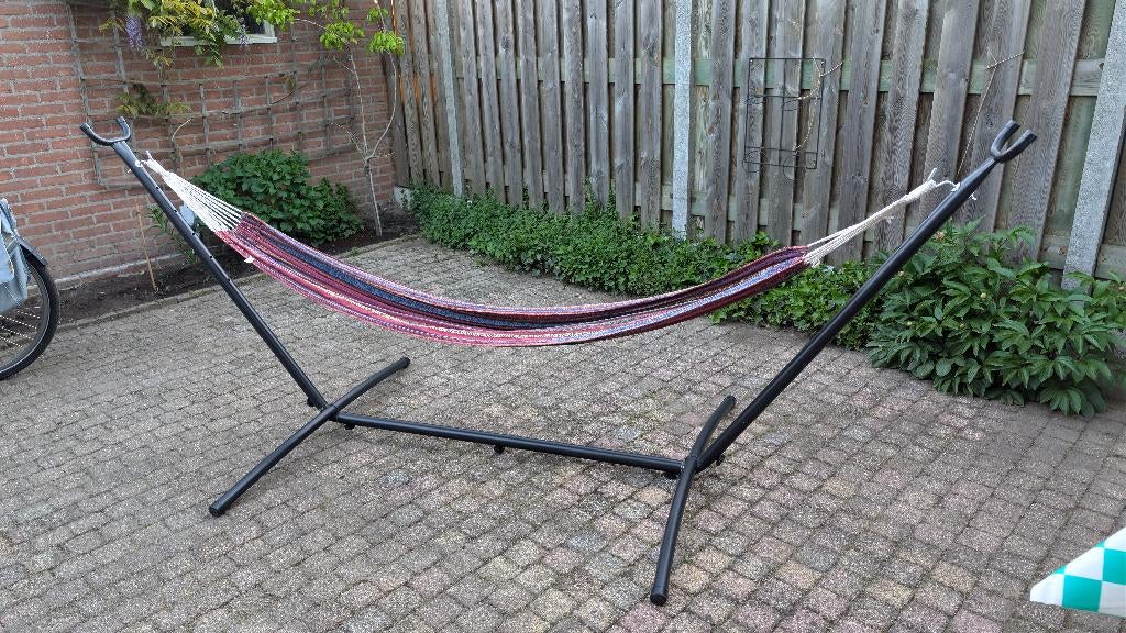 Hangmat met standaard, Tuin en Terras, Hangmatten, Ophalen, Zo goed als nieuw, Met standaard, Eenpersoons
