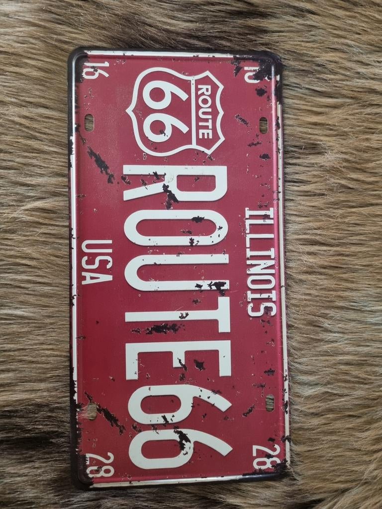 VERKOCHT !! Route 66 Illinois USA Vintage Look Nummerplaat, Ophalen of Verzenden, Auto's