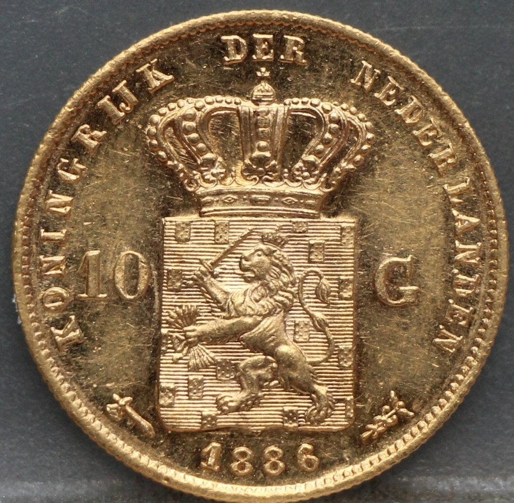 10 gulden 1886 - gouden tientje 1886 Willem 3, Koning Willem III, Losse munt, 10 gulden, Goud