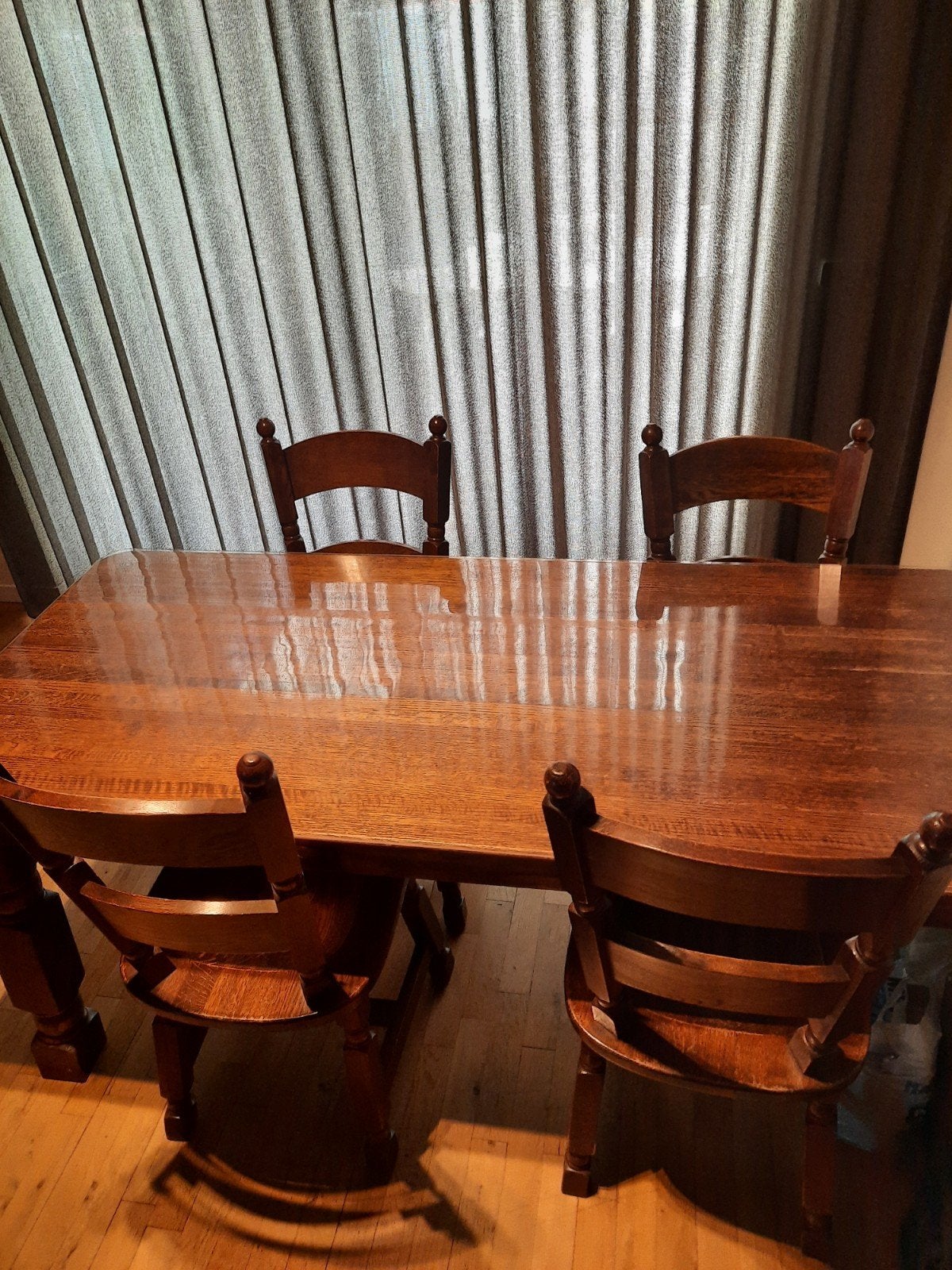 Massief eiken eettafel met 6 stoelen afmetingen 180x80 cm, Huis en Inrichting, Tafels | Eettafels, Ophalen, Gebruikt, Eikenhout