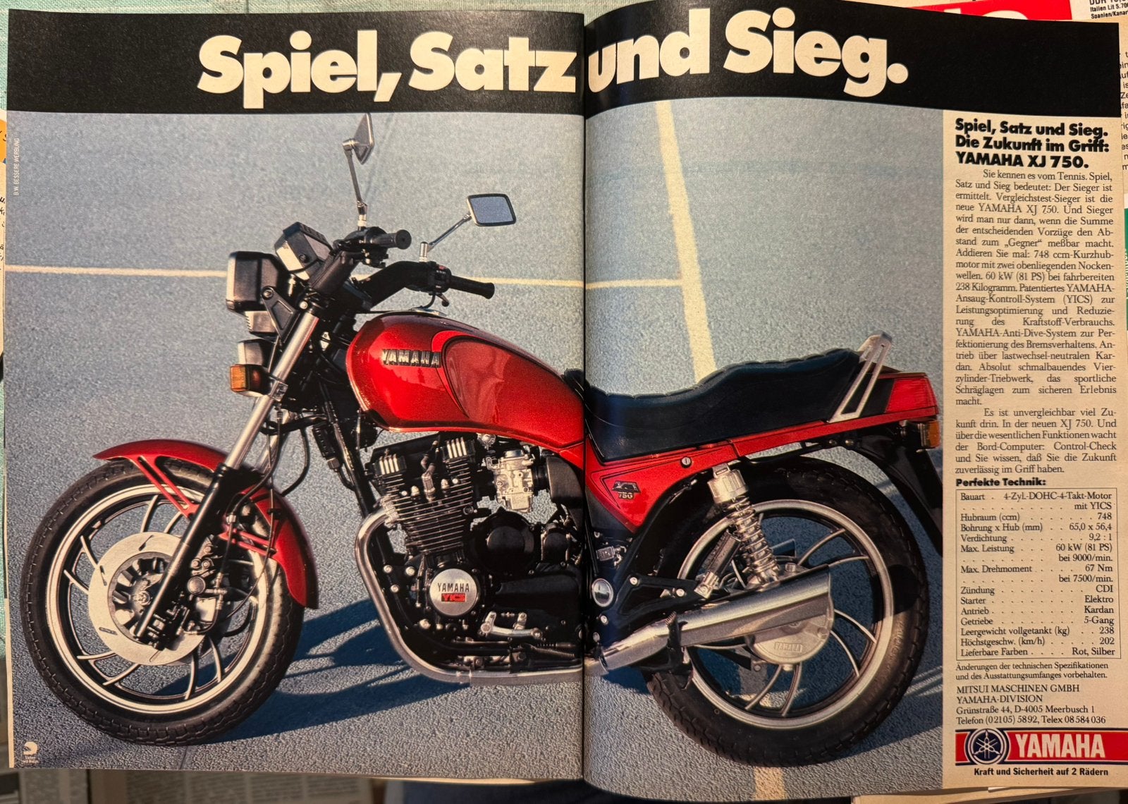 Advertentie Yamaha XJ750, Verzamelen, Verzenden, Zo goed als nieuw, Motoren