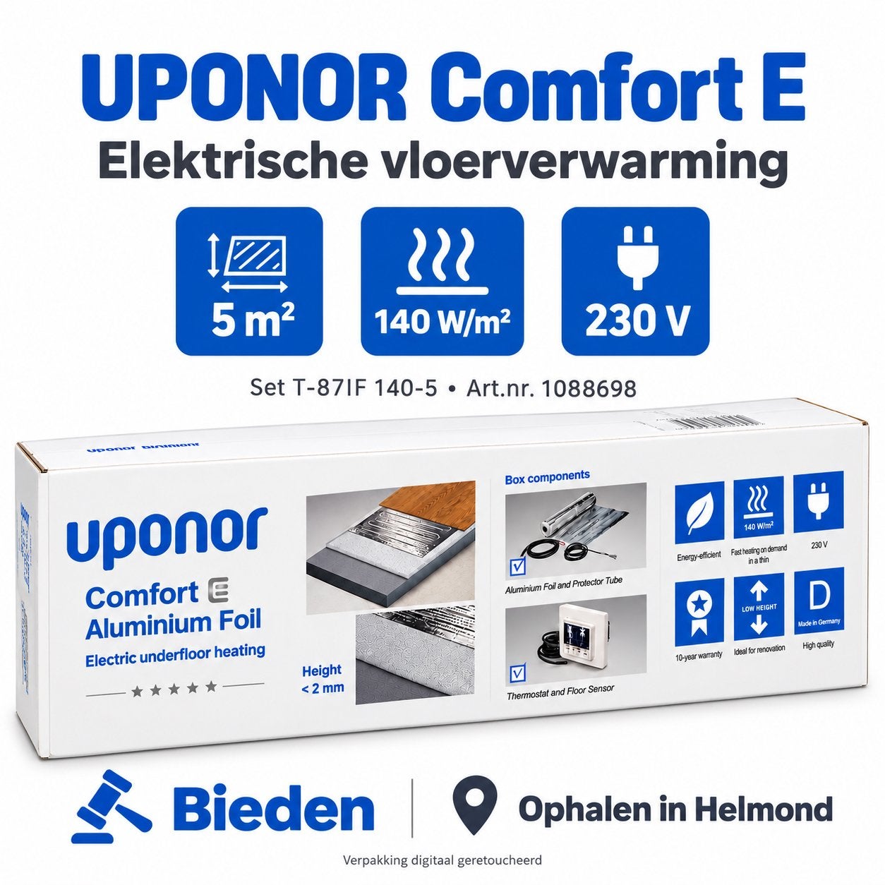 Uponor Comfort E Elektrische Vloerverwarming 5m², Ophalen, Minder dan 30 cm, Overige typen, Nieuw