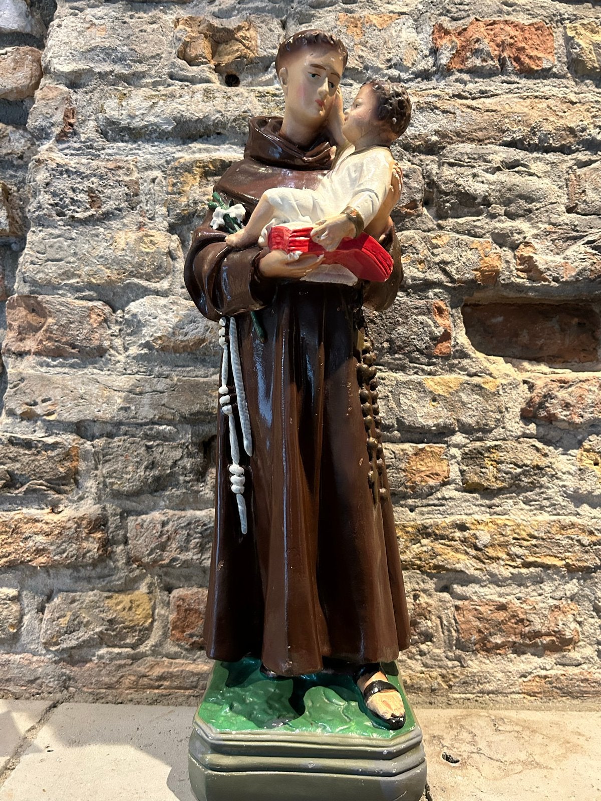 Antiek beeld van Sint Antonius met Kind Jezus, Ophalen of Verzenden