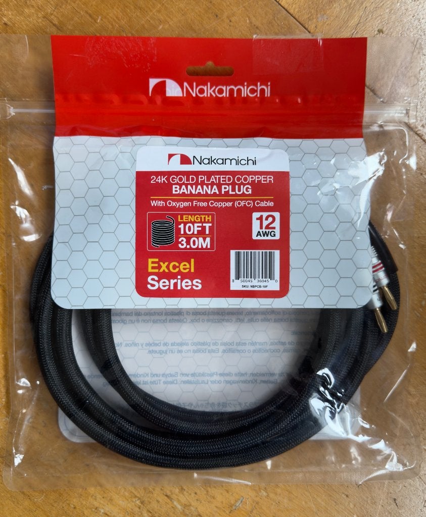 Nakamichi Excel Series 24K Gold Plated Banana Plug (10 Feet), Ophalen of Verzenden, Nieuw, 2 tot 5 meter, Luidsprekerkabel