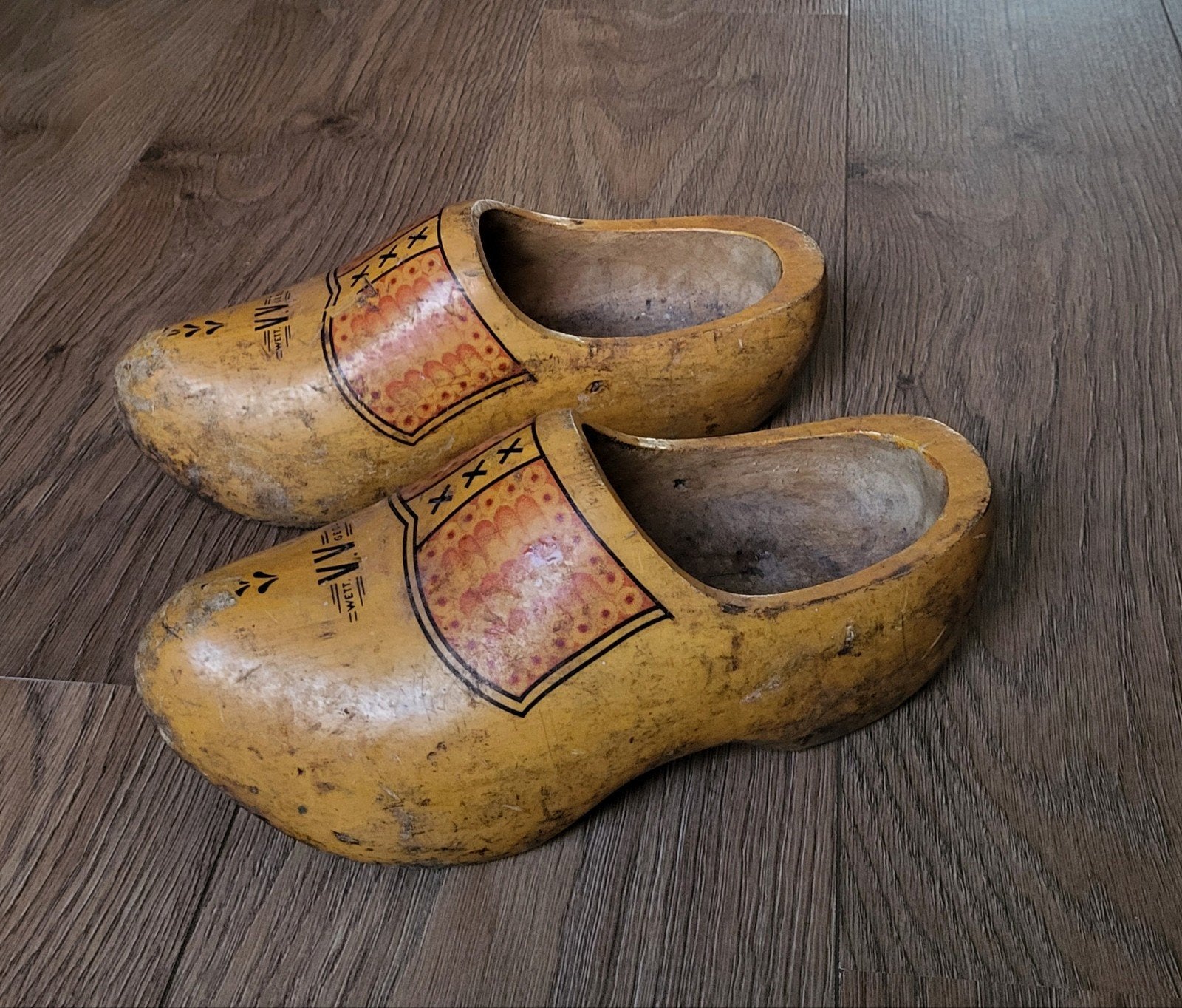 Paar oude geel houten klompen, Ophalen of Verzenden, Gebruikt