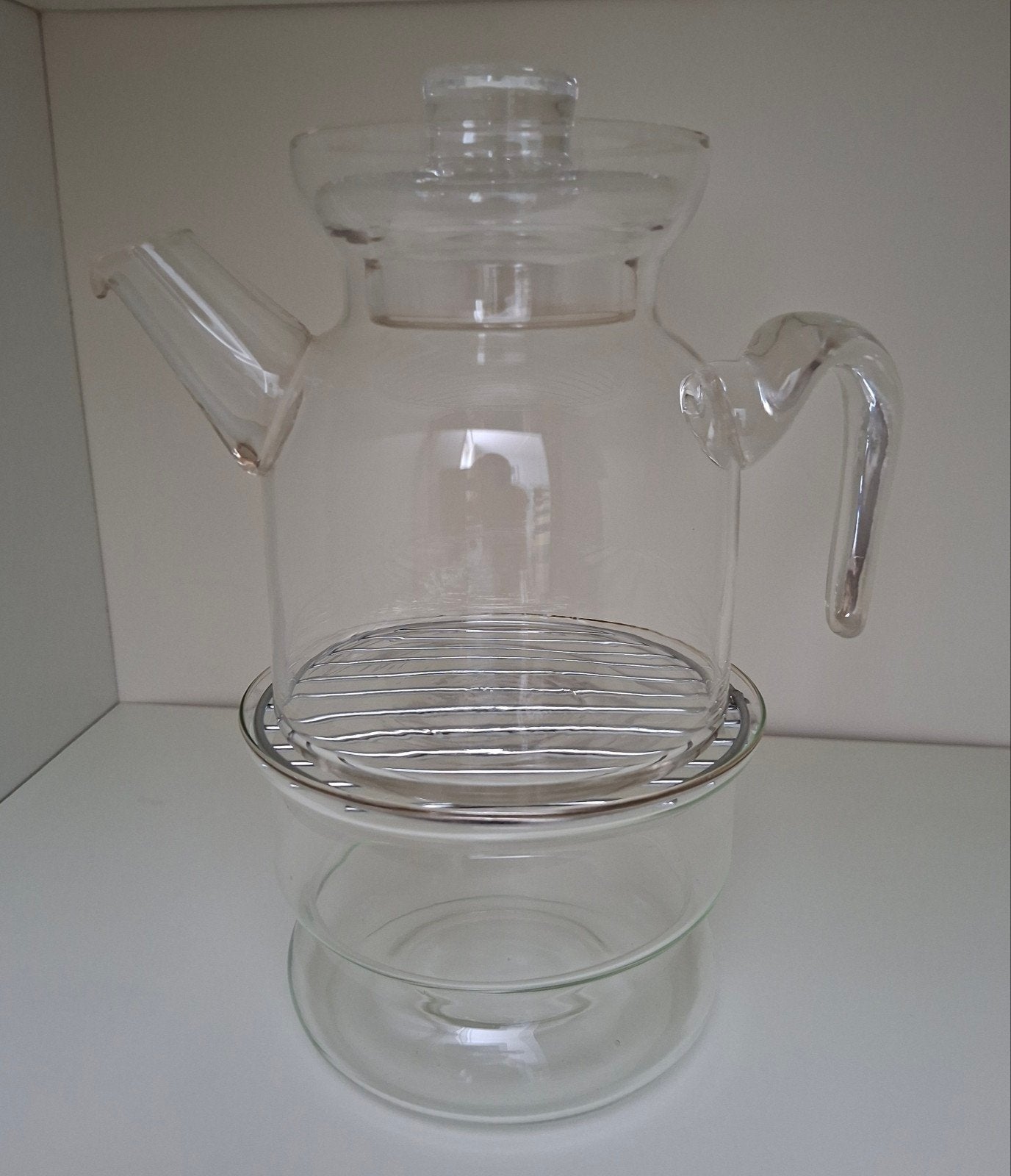 Glazen Theepot met warmhouder,  Theepot glas als Nieuw, Ophalen, Zo goed als nieuw, Glas