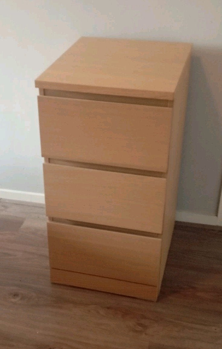 IKEA MALM ladekast met 3 lades, Ophalen, Modern minimalistisch, Minder dan 50 cm, Zo goed als nieuw