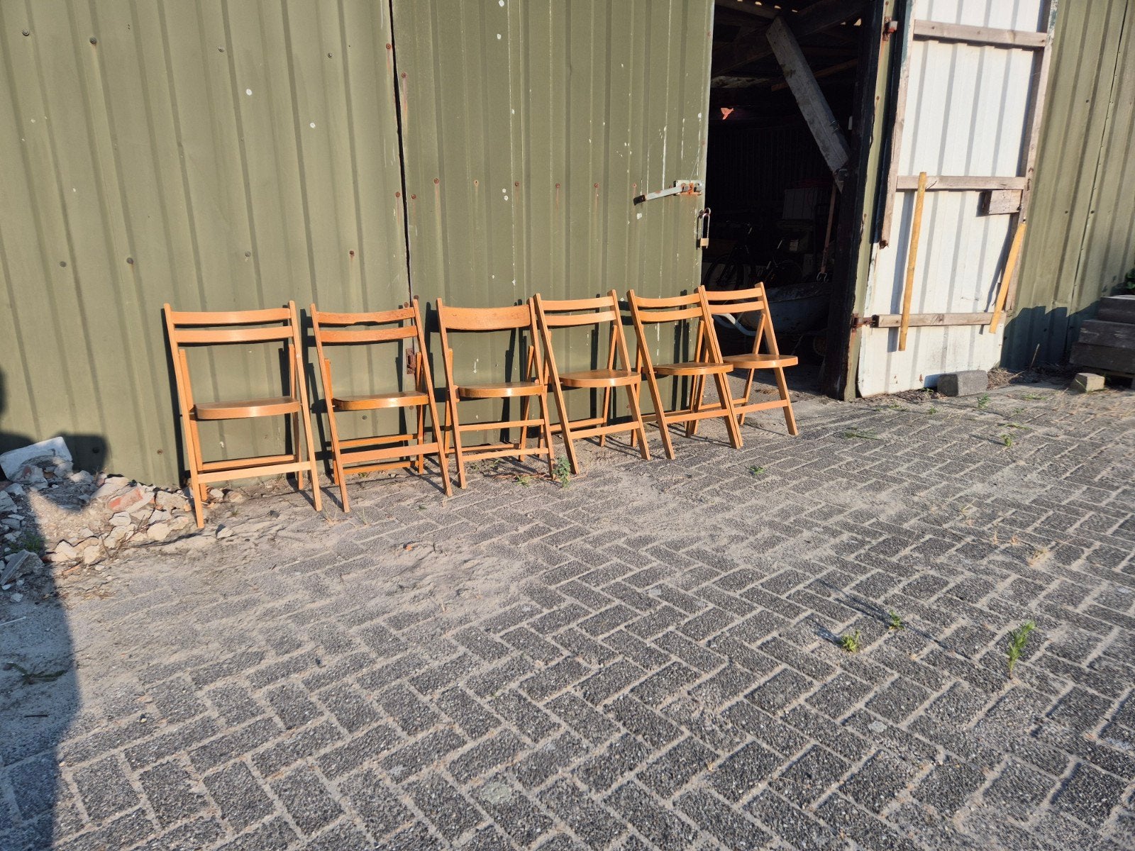6x vintage Houten klapstoelen, Ophalen, Gebruikt, Bruin, Vijf, Zes of meer stoelen