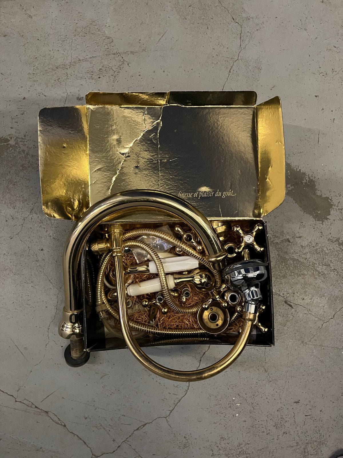 Gouden kraan en doucheset - Klassiek design, Ophalen, Gebruikt, Koper, Kraan