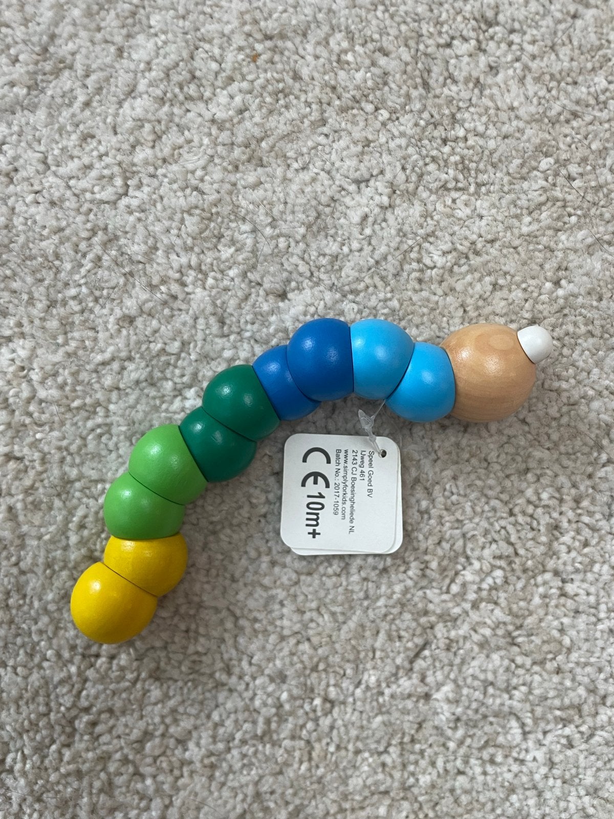 Simply for Kids houten worm in vrolijke kleuren, Ophalen of Verzenden, Nieuw, Overige typen