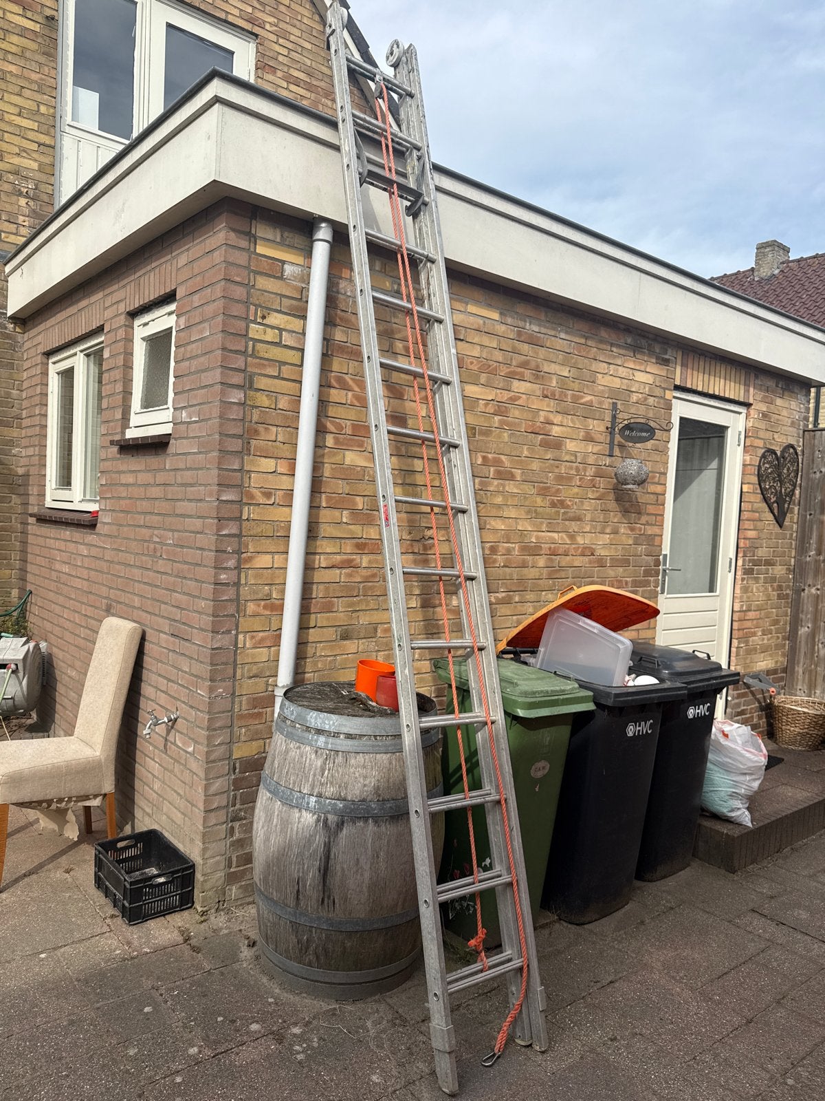 28-sporige trap - Stevige en hoge aluminium ladder, Ophalen, Gebruikt, Ladder, 4 meter of meer