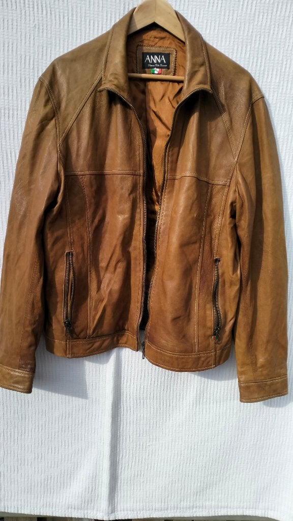 Stoere Heren Lamsleren Jas XL - Italiaans Design, ANNA, Bruin, Maat 56/58 (XL), Ophalen of Verzenden